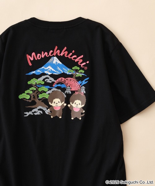 FUNALIVE(ファンアライブ)の「モンチッチ 和柄 天竺半袖Tシャツ(Tシャツ/カットソー・メンズ・ホワイト/ブラック/レッド・L/M/LL)」の2枚目の写真
