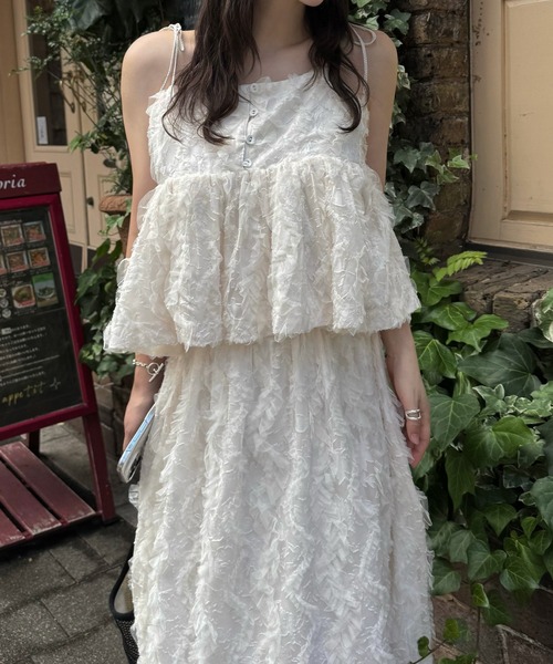 WILLFULLY(ウィルフリー)の「cocoon cut jacquard tulle gather SK(スカート・レディース・モカ/アイボリー/ブラック・FREE)」の5枚目の写真