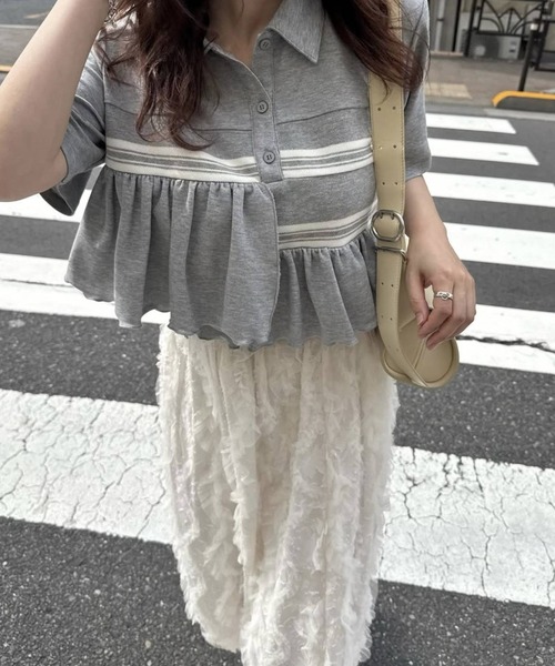 WILLFULLY(ウィルフリー)の「cocoon cut jacquard tulle gather SK(スカート・レディース・モカ/アイボリー/ブラック・FREE)」の17枚目の写真