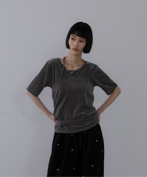 LOWRYS FARM(ローリーズファーム)の「ベロアホルター2P5S 1052782(Tシャツ/カットソー・レディース・アイボリー/グレー/ブラウン・FREE)」の2枚目の写真