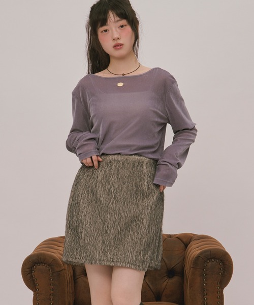 loin nuit(ロワンニュイ)の「shaggy mini skirt / シャギーミニスカート(スカート・レディース・アイボリー/その他・FREE)」の1枚目の写真