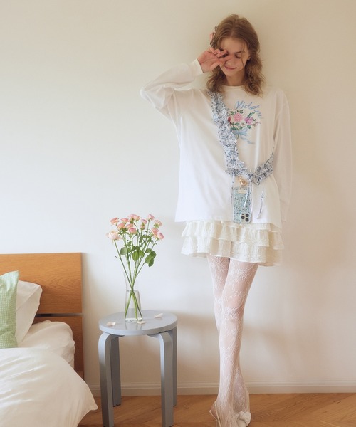 Cath Kidston（キャスキッドソン）の「ロングスリーブTシャツ Rose Bunch（Tシャツ/カットソー・レディース・ライトピンク/ライトイエロー/サックスブルー/ホワイト・FREE）」の5枚目の写真