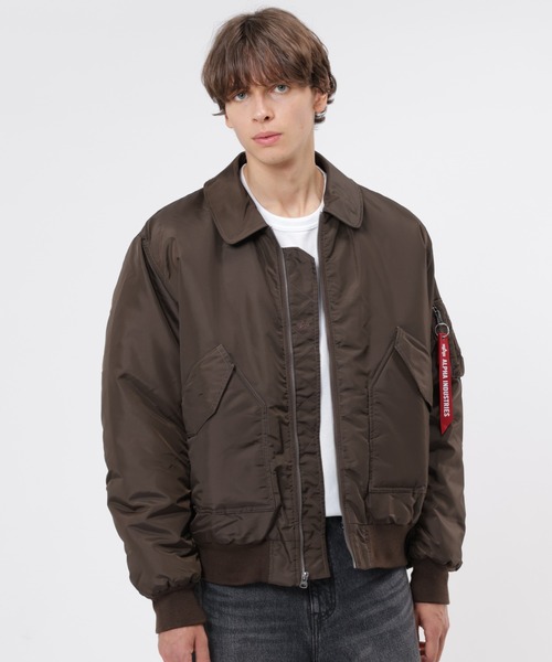 Alpha Industries（アルファインダストリーズ）の「Alpha Industries/アルファ インダストリーズ/CWU 45/P RELAXED FIT FLIGHT JACKET (OXFORD)/CWU 45/P リラックスフィット フライトジャケット オックスフォード（ミリタリージャケット・メンズ・ライトグレー/ブラック/オリーブ/インディゴブルー/ブラウン・XL/L/M/S/2XL/XS）」の3枚目の写真