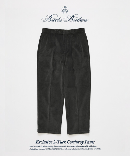 BROOKS BROTHERS(ブルックスブラザーズ)の「Brooks Brothers / ブルックス ブラザーズ 別注 2タック コーデュロイ パンツ(スラックス・メンズ・チャコールグレー/ブラック・34/32/30)」の2枚目の写真