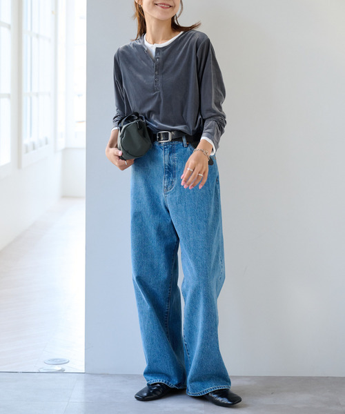 OUTDOOR PRODUCTS（アウトドアプロダクツ）の「シアーベロアレイヤードライクトップス（Tシャツ/カットソー・レディース・チャコールグレー/ブラック/ブラウン・FREE）」の19枚目の写真