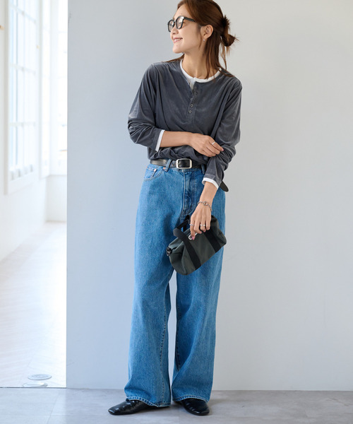 OUTDOOR PRODUCTS（アウトドアプロダクツ）の「シアーベロアレイヤードライクトップス（Tシャツ/カットソー・レディース・チャコールグレー/ブラック/ブラウン・FREE）」の20枚目の写真