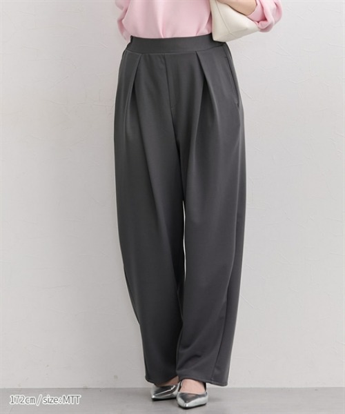 nissen(ニッセン)の「【低身長/高身長サイズ有】ポンチクロスタックパンツ(Petitjo/slattgir.)(その他パンツ・レディース・ブラウン/ブラック/チャコール・TLL/TL/M/T3L/L/PSS/PS/LL/PM/PL/3L/TM)」の3枚目の写真