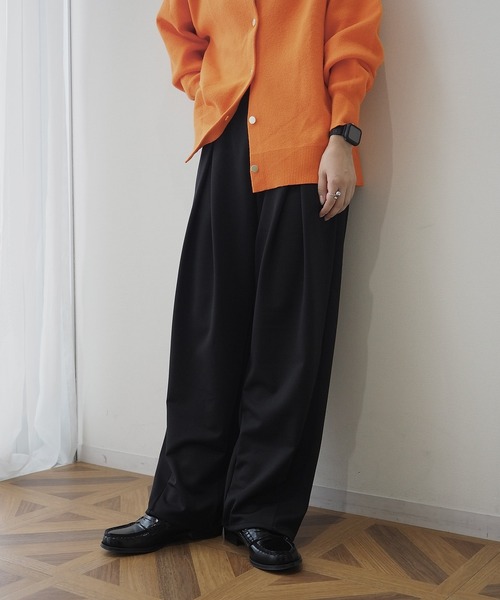 nissen(ニッセン)の「【低身長/高身長サイズ有】ポンチクロスタックパンツ(Petitjo/slattgir.)(その他パンツ・レディース・ブラウン/ブラック/チャコール・TLL/TL/M/T3L/L/PSS/PS/LL/PM/PL/3L/TM)」の2枚目の写真
