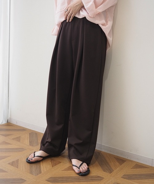nissen(ニッセン)の「【低身長/高身長サイズ有】ポンチクロスタックパンツ(Petitjo/slattgir.)(その他パンツ・レディース・ブラウン/ブラック/チャコール・TLL/TL/M/T3L/L/PSS/PS/LL/PM/PL/3L/TM)」の4枚目の写真
