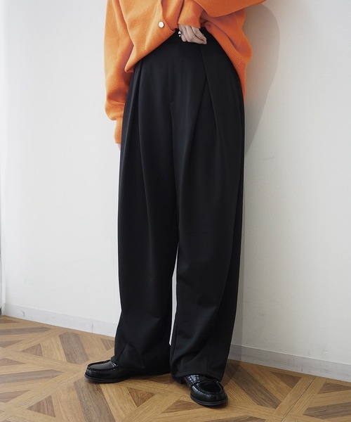 nissen(ニッセン)の「【低身長/高身長サイズ有】ポンチクロスタックパンツ(Petitjo/slattgir.)(その他パンツ・レディース・ブラウン/ブラック/チャコール・TLL/TL/M/T3L/L/PSS/PS/LL/PM/PL/3L/TM)」の6枚目の写真