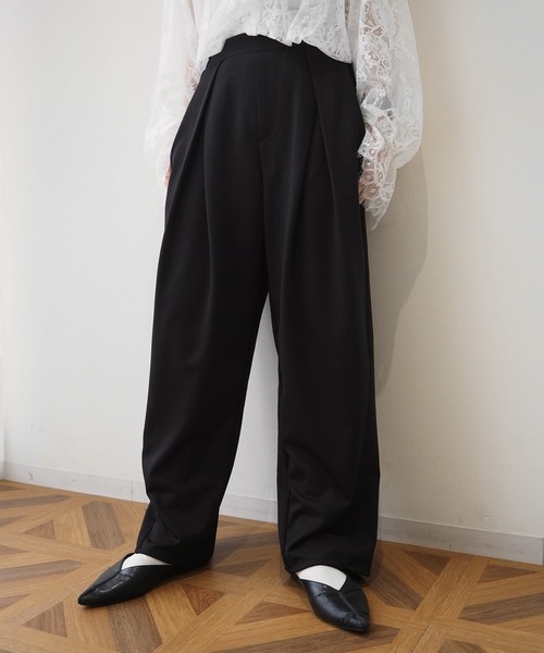 nissen(ニッセン)の「【低身長/高身長サイズ有】ポンチクロスタックパンツ(Petitjo/slattgir.)(その他パンツ・レディース・ブラウン/ブラック/チャコール・TLL/TL/M/T3L/L/PSS/PS/LL/PM/PL/3L/TM)」の7枚目の写真