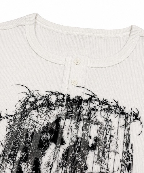 Never mind the XU / Chikashitsu+(ネバーマインド ザ エックスユー / チカシツプラス)の「【BABY09】dark waffle long sleeve / 【ベイビーナイン】ダークワッフル長袖Tシャツ(Tシャツ/カットソー・レディース・ブラック/ホワイト・M)」の17枚目の写真