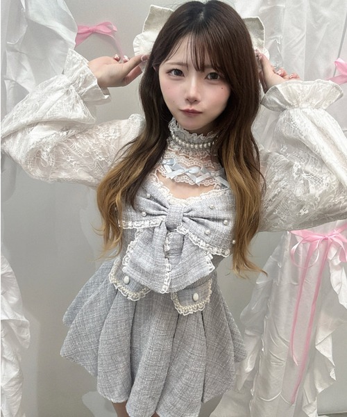 Ank Rouge(アンクルージュ)の「キラキラツイードお嬢さまセットアップ(ワンピース・レディース・ブルー/ピンク・M)」の13枚目の写真
