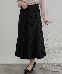 【大人の甘さ香る】フロッキーフラワー マーメイドスカート