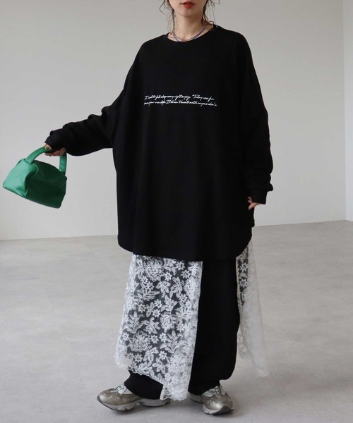 zena(ジェナ)の「フラワープリントスウェットTee(Tシャツ/カットソー・レディース・ブラック/ライトグレー/グレー・FREE)」の14枚目の写真