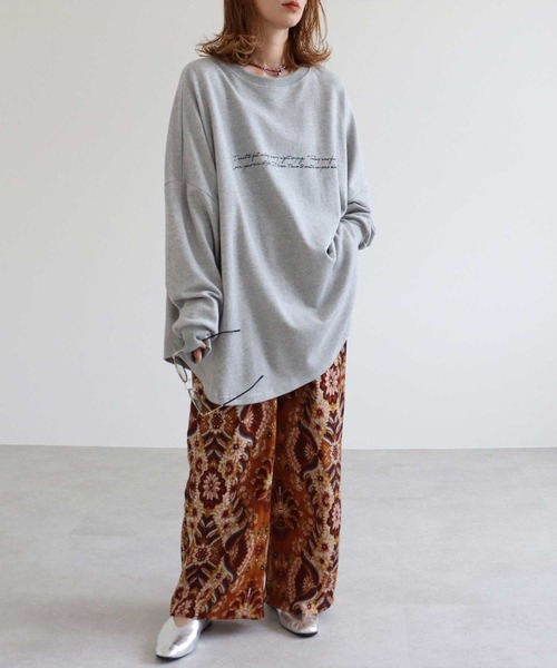 zena(ジェナ)の「フラワープリントスウェットTee(Tシャツ/カットソー・レディース・ブラック/ライトグレー/グレー・FREE)」の9枚目の写真