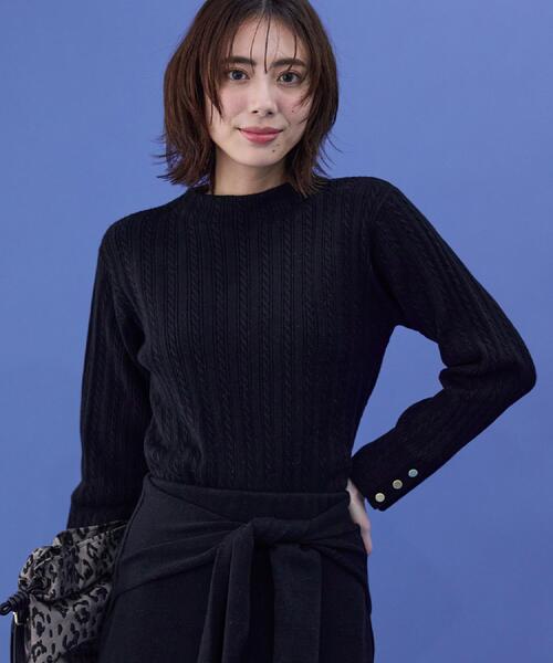 grove（グローブ）の「【毛玉軽減】ミニケーブルニット（ニット/セーター・レディース・オフホワイト/ピンク系/ブラウン系その他/ブラック/ライトグレー系9/ダークグリーン・04/02/01/05/03）」の7枚目の写真