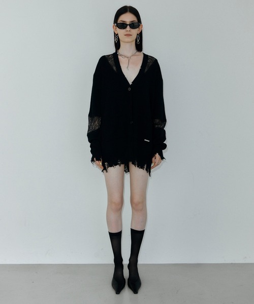 JOSE MOON（ジョゼムーン）の「LACE CRASH OVER CARDIGAN/レースクラッシュオーバーカーディガン（カーディガン/ボレロ・レディース・ブラック/ブラウン/グレー・FREE）」の10枚目の写真