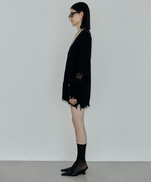 JOSE MOON（ジョゼムーン）の「LACE CRASH OVER CARDIGAN/レースクラッシュオーバーカーディガン（カーディガン/ボレロ・レディース・ブラック/ブラウン/グレー・FREE）」の4枚目の写真