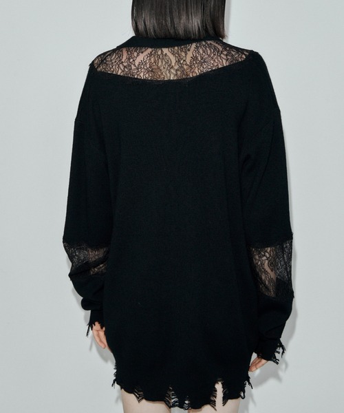 JOSE MOON（ジョゼムーン）の「LACE CRASH OVER CARDIGAN/レースクラッシュオーバーカーディガン（カーディガン/ボレロ・レディース・ブラック/ブラウン/グレー・FREE）」の9枚目の写真