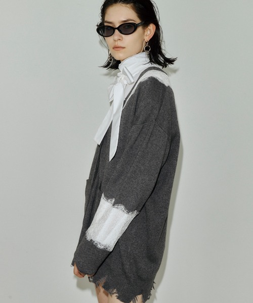 JOSE MOON（ジョゼムーン）の「LACE CRASH OVER CARDIGAN/レースクラッシュオーバーカーディガン（カーディガン/ボレロ・レディース・ブラック/ブラウン/グレー・FREE）」の16枚目の写真
