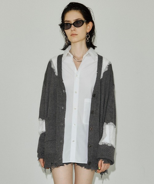 JOSE MOON（ジョゼムーン）の「LACE CRASH OVER CARDIGAN/レースクラッシュオーバーカーディガン（カーディガン/ボレロ・レディース・ブラック/ブラウン/グレー・FREE）」の13枚目の写真