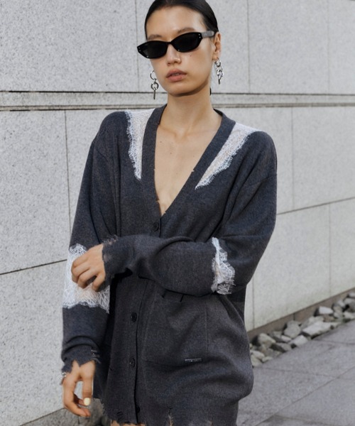 JOSE MOON（ジョゼムーン）の「LACE CRASH OVER CARDIGAN/レースクラッシュオーバーカーディガン（カーディガン/ボレロ・レディース・ブラック/ブラウン/グレー・FREE）」の20枚目の写真
