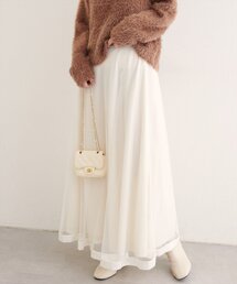 サテンパイピングチュールスカート