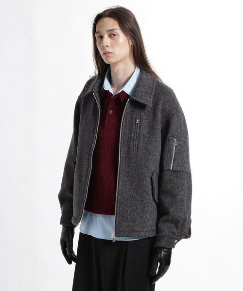 HARE(ハレ)の「High Wool ZIPブルゾン(HARE)(ブルゾン・メンズ・ブラック/レッド/グレー・SMALL/MEDIUM)」の1枚目の写真