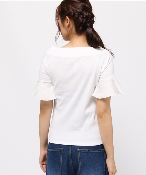 EDIT COLOGNE（エディットコロン）の「《EDIT COLOGNE》スカラップフレアーオフショルカットソー（Tシャツ/カットソー・レディース・ホワイト/ブラック/ネイビー・FREE）」の6枚目の写真