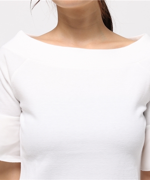 EDIT COLOGNE（エディットコロン）の「《EDIT COLOGNE》スカラップフレアーオフショルカットソー（Tシャツ/カットソー・レディース・ホワイト/ブラック/ネイビー・FREE）」の7枚目の写真