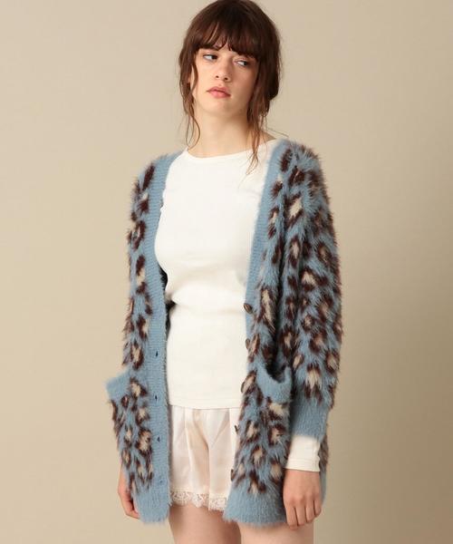 Another Edition（アナザーエディション）の「レオパードニットカーディガン/ AEMBC LEOPARD KNIT CGN◆（カーディガン/ボレロ・レディース・ライトブルー/ベージュ・フリー）」の2枚目の写真