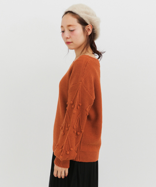 URBAN RESEARCH Sonny Label（アーバンリサーチサニーレーベル）の「Sonny Label ヴィンテージ風袖デザインニット（ニット/セーター・レディース・ベージュ/オレンジ/ネイビー・FREE）」の21枚目の写真