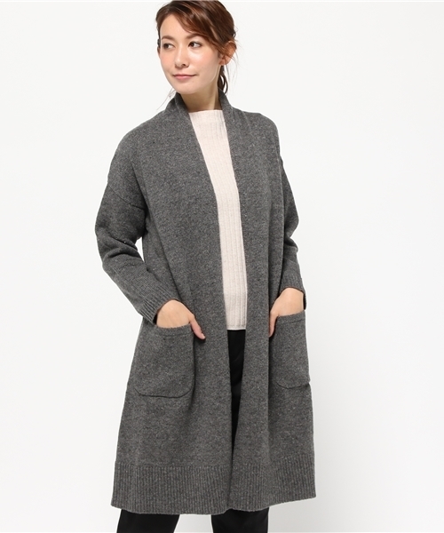 LBC（エルビーシー）の「ラムナイロンショールカーディガン                 （カーディガン/ボレロ・レディース・イエロー/オフホワイト/グレー・MEDIUM）」の2枚目の写真