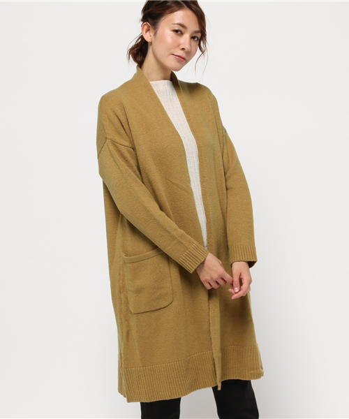 LBC（エルビーシー）の「ラムナイロンショールカーディガン                 （カーディガン/ボレロ・レディース・イエロー/オフホワイト/グレー・MEDIUM）」の3枚目の写真