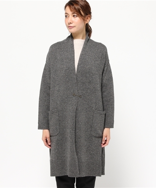 LBC（エルビーシー）の「ラムナイロンショールカーディガン                 （カーディガン/ボレロ・レディース・イエロー/オフホワイト/グレー・MEDIUM）」の4枚目の写真