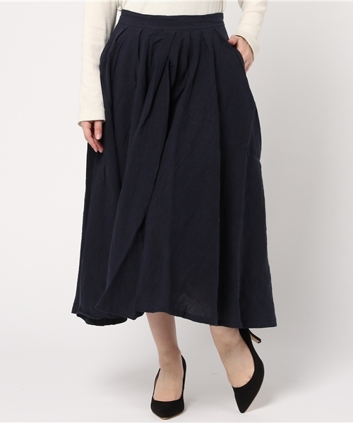 LBC（エルビーシー）の「bul リネンワッシャーサーキュラスカート              （スカート・レディース・レッド/ピンク/ネイビー・MEDIUM）」の2枚目の写真