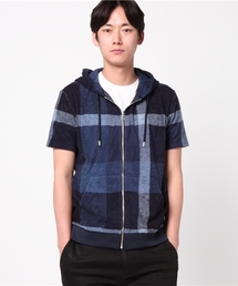 BLACK LABEL CRESTBRIDGE | ビックスケールクレストブリッジチェック ハーフスリーブパイルパーカー【COLLECTION LINE】(パーカー)