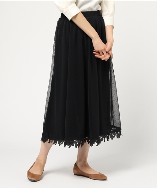 Ne-net(ネネット)の「(S)チュールCOP(スカート・レディース・ブラック/オフホワイト・02)」の1枚目の写真