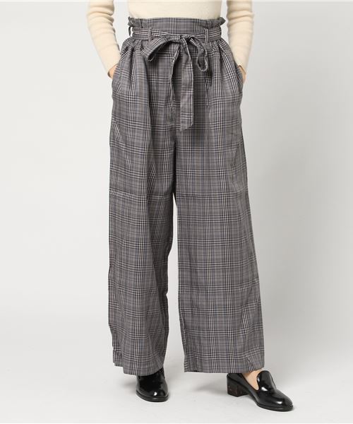 WEGO(ウィゴー)の「WEGO/リボンベルトチェックワイドパンツ(その他パンツ・レディース・グレー系その他2/ブラウン系その他2・SMALL/MEDIUM/LARGE)」の6枚目の写真