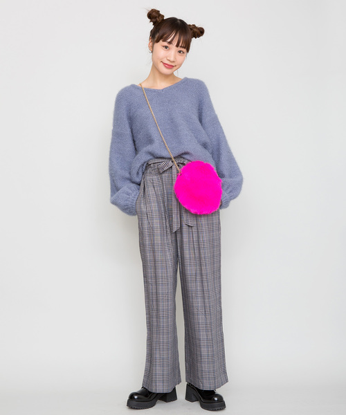 WEGO(ウィゴー)の「WEGO/リボンベルトチェックワイドパンツ(その他パンツ・レディース・グレー系その他2/ブラウン系その他2・SMALL/MEDIUM/LARGE)」の18枚目の写真