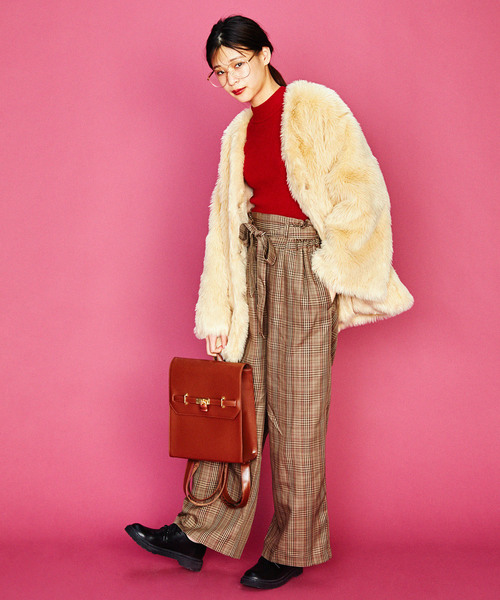 WEGO(ウィゴー)の「WEGO/リボンベルトチェックワイドパンツ(その他パンツ・レディース・グレー系その他2/ブラウン系その他2・SMALL/MEDIUM/LARGE)」の17枚目の写真
