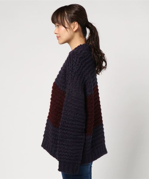 TRANS CONTINENTS（トランスコンチネンツ）の「【LOA BY LOA】STRIPE SWEATER（ニット/セーター・レディース・ダークパープル・M/S）」の3枚目の写真