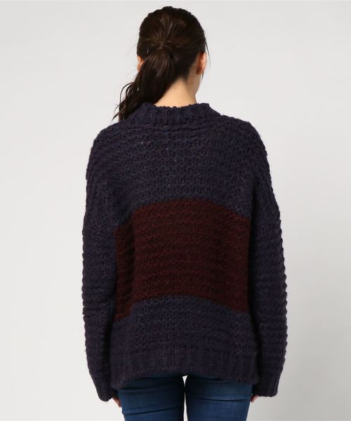 TRANS CONTINENTS（トランスコンチネンツ）の「【LOA BY LOA】STRIPE SWEATER（ニット/セーター・レディース・ダークパープル・M/S）」の2枚目の写真