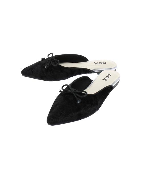 koe(コエ)の「【雑誌掲載商品】リボン付きフラットミュール(パンプス・レディース・グレー/ブラック・L/M/S)」の8枚目の写真