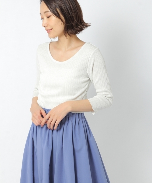 laboratory work（ラボラトリーワーク）の「ラメテレコインナー（Tシャツ/カットソー・レディース・ホワイト/ブラック/杢グレー/サックスブルー・MEDIUM）」の2枚目の写真