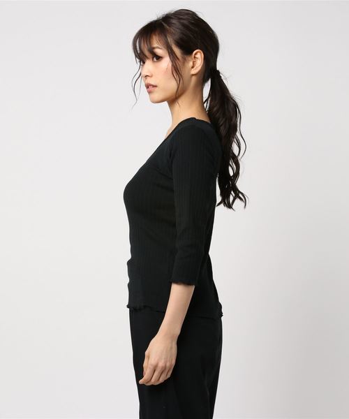 laboratory work（ラボラトリーワーク）の「ラメテレコインナー（Tシャツ/カットソー・レディース・ホワイト/ブラック/杢グレー/サックスブルー・MEDIUM）」の5枚目の写真