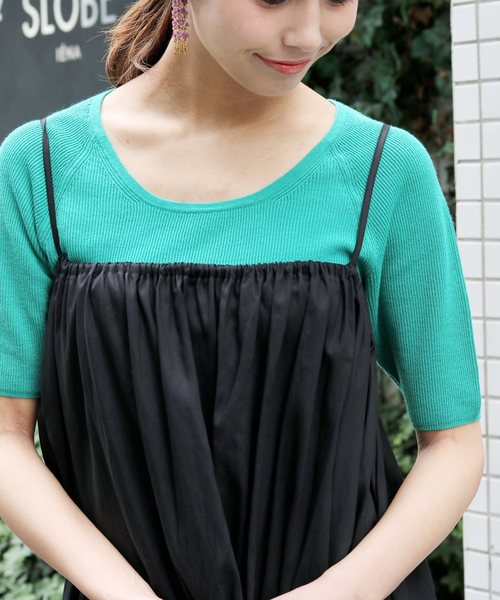 SLOBE IENA(スローブイエナ)の「コンパクトコットン14G両畦ニット◆(ニット/セーター・レディース・ブラック/アイボリー/グリーン系その他/ダークラベンダー・FREE)」の3枚目の写真