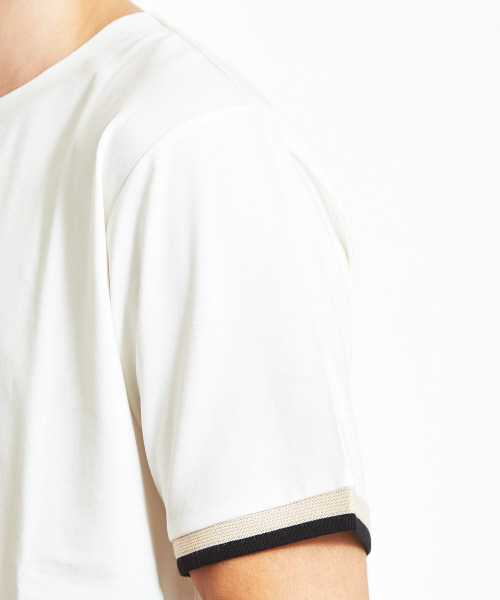 ABAHOUSE（アバハウス）の「【ノンストレス】圧着クルーネックトリムTシャツ（Tシャツ/カットソー・メンズ・ホワイト/ネイビー/イエロー・44/46/48）」の8枚目の写真