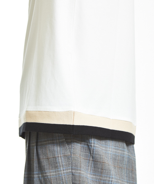 ABAHOUSE（アバハウス）の「【ノンストレス】圧着クルーネックトリムTシャツ（Tシャツ/カットソー・メンズ・ホワイト/ネイビー/イエロー・44/46/48）」の10枚目の写真